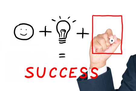 Businessman drawing necessary thing from empty frame to combine with man and idea for success