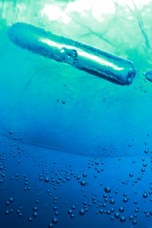 crystal in color water with bubbleの写真素材