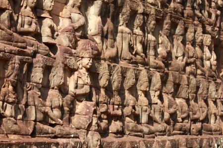 Wall stone of King terrace in Angkor Thomの写真素材