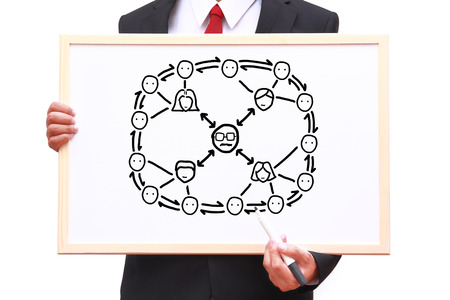 Drawing teamwork chart on white board の写真素材