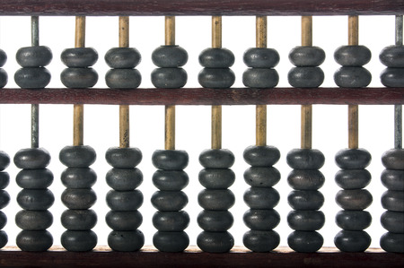 Old wooden abacus on white background