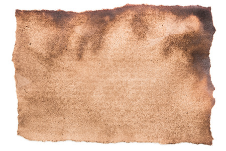 old torn paper brown texture isolated on white backgroundの写真素材