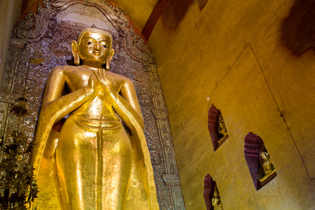 Buddha image inside Ananda temple, Bagan, Myanmar.のeditorial素材