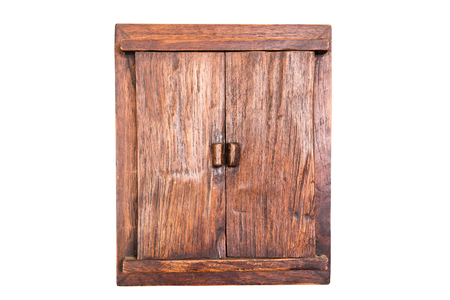 wooden window isolated on whiteの写真素材