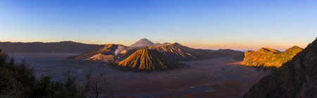 Mount Bromo blue sky day time nature landscape background, Java, Indonesiaの写真素材