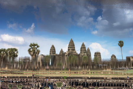 Angkor Wat day time reflection on the lakeの写真素材