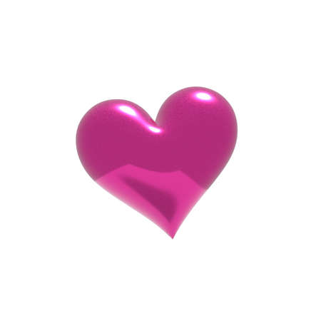 Pink 3D Glossy Chrome Heartのイラスト素材