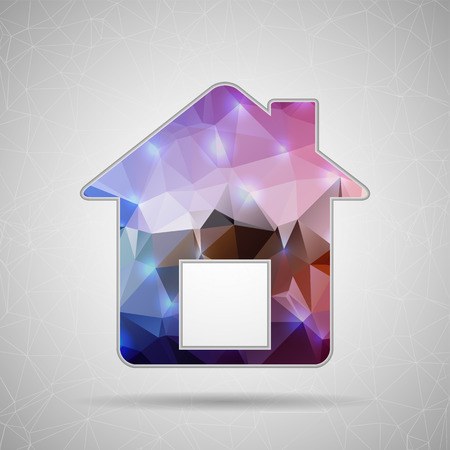 Abstract Creative concept vector icon of house for Web and Mobile Applications isolated on background. Vector illustration template design, Business infographic and social media, origami icons.のイラスト素材