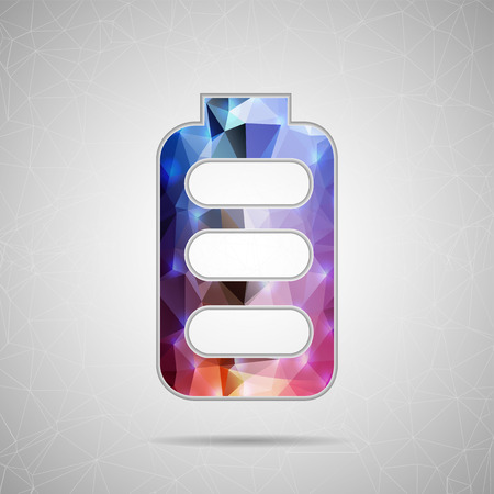 Abstract Creative concept vector icon of battery for Web and Mobile Applications isolated on background. Vector illustration template design, Business infographic and social media, origami icons.のイラスト素材