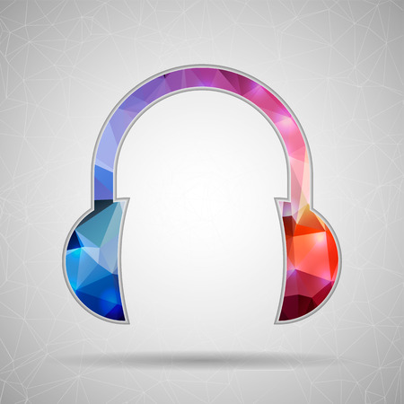 Abstract Creative concept vector icon of headphone for Web and Mobile Applications isolated on background. Vector illustration template design, Business infographic and social media, origami icons.のイラスト素材