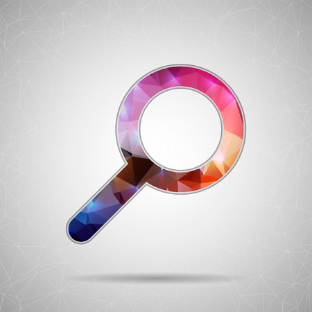 Abstract Creative concept vector icon of magnifier for Web and Mobile Applications isolated on background. Vector illustration template design, Business infographic and social media, origami icons.のイラスト素材