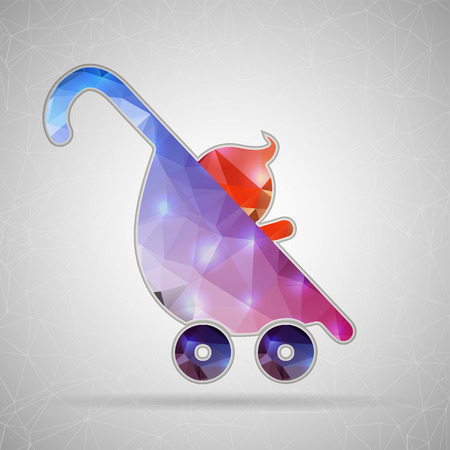 Abstract Creative concept vector icon of stroller for Web and Mobile Applications isolated on background. Vector illustration template design, Business infographic and social media, origami icons.のイラスト素材