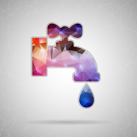 Abstract Creative concept vector icon of faucet for Web and Mobile Applications isolated on background. Vector illustration template design, Business infographic and social media, origami icons.のイラスト素材
