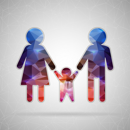 Abstract Creative concept vector icon of family for Web and Mobile Applications isolated on background. Vector illustration template design, Business infographic and social media, origami icons.のイラスト素材