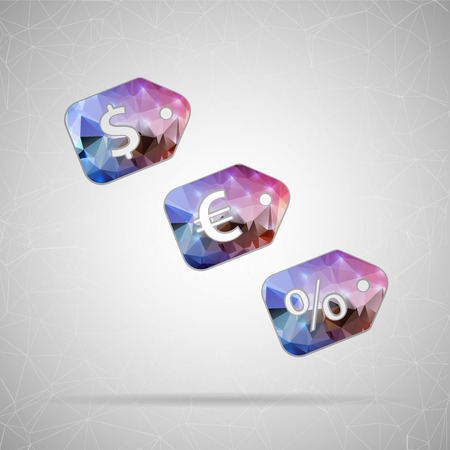 Abstract Creative concept vector icon of price tag for Web and Mobile Applications isolated on background. Vector illustration template design, Business infographic and social media, origami icons.のイラスト素材