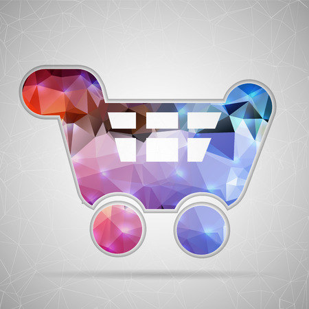 Abstract Creative concept vector icon of cart for Web and Mobile Applications isolated on background. Vector illustration template design, Business infographic and social media, origami icons.のイラスト素材