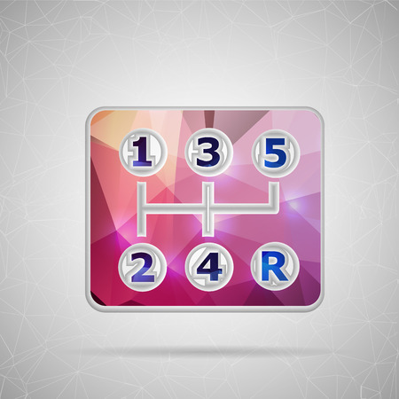 Abstract Creative concept vector icon of gearbox for Web and Mobile Applications isolated on background. Vector illustration template design, Business infographic and social media, origami icons.のイラスト素材