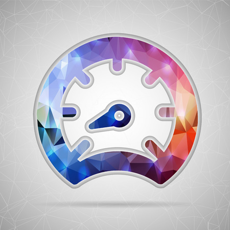 Abstract Creative concept vector icon of speedometer for Web and Mobile Applications isolated on background. Vector illustration template design, Business infographic and social media, origami icons.のイラスト素材