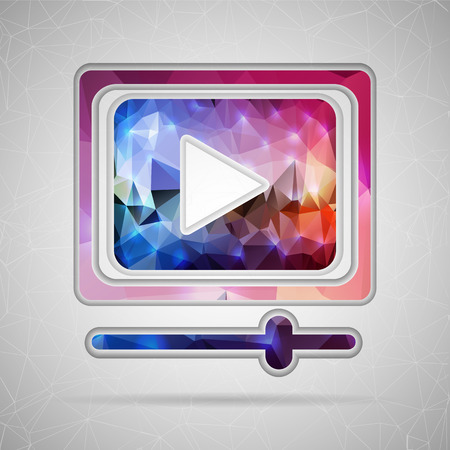 Abstract Creative concept vector icon of video player for Web and Mobile Applications isolated on background. Vector illustration template design, Business infographic and social media, origami icons.のイラスト素材