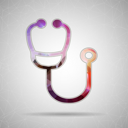 Abstract Creative concept vector icon of Stethoscope for Web and Mobile Applications isolated on background. Vector illustration template design, Business infographic and social media, origami icons.のイラスト素材