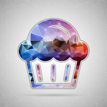 Abstract Creative concept vector icon of muffin for Web and Mobile Applications isolated on background. Vector illustration template design, Business infographic and social media, origami icons.のイラスト素材