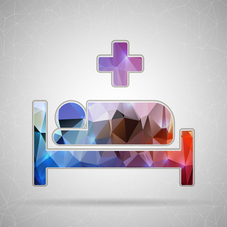 Abstract Creative concept vector icon of hospital bed for Web and Mobile Applications isolated on background. Vector illustration template design, Business infographic and social media, origami icons.のイラスト素材