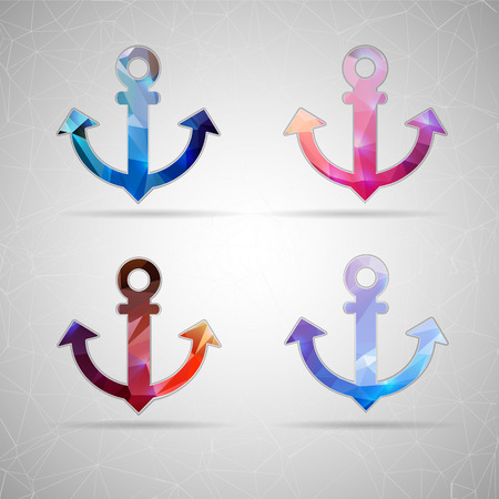 Abstract Creative concept vector icon of anchor for Web and Mobile Applications isolated on background. Vector illustration template design, Business infographic and social media, origami icons.のイラスト素材