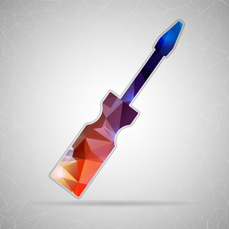Abstract Creative concept vector icon of screwdriver for Web and Mobile Applications isolated on background. Vector illustration template design, Business infographic and social media, origami icons.のイラスト素材