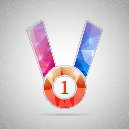 Abstract Creative concept vector icon of medal for Web and Mobile Applications isolated on background. Vector illustration template design, Business infographic and social media, origami icons.のイラスト素材