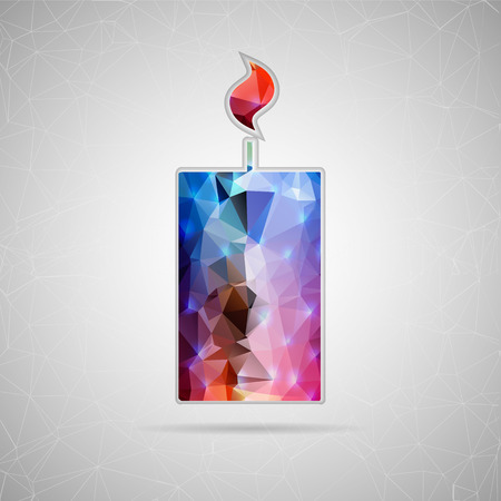 Abstract Creative concept vector icon of candle for Web and Mobile Applications isolated on background. Vector illustration template design, Business infographic and social media, origami icons.のイラスト素材