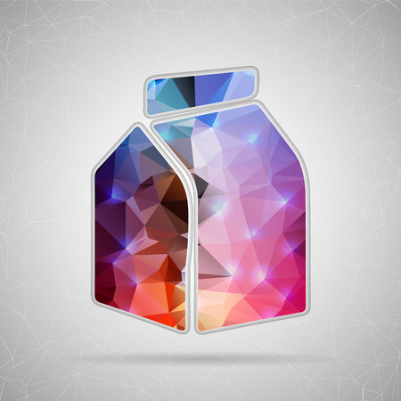 Abstract Creative concept vector icon of the milk carton for Web and Mobile Applications isolated on background. Vector illustration template design, Business infographic and social media, origami.のイラスト素材
