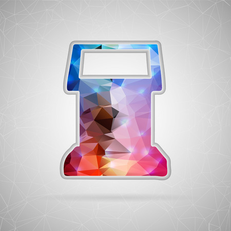 Abstract creative concept vector icon of terminal screen. For web and mobile content isolated on background, unusual template design, flat silhouette object, social media image, triangle art origami.のイラスト素材