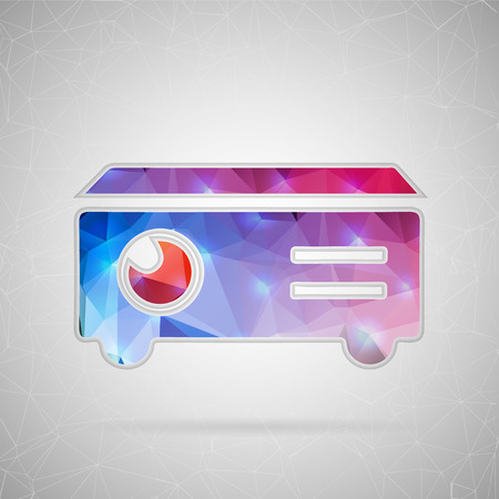 Abstract creative concept vector icon of projector. For web and mobile content isolated on background, unusual template design, flat silhouette object and social media image, triangle art origami.のイラスト素材