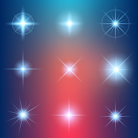 Creative concept Vector set of glow light effect stars bursts with sparkles isolated on black background. For illustration template art design, banner for Christmas celebrate, magic flash energy ray.のイラスト素材