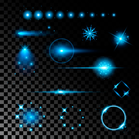 Creative concept Vector set of glow light effect stars bursts with sparkles isolated on black background. For illustration template art design, banner for Christmas celebrate, magic flash energy ray.のイラスト素材