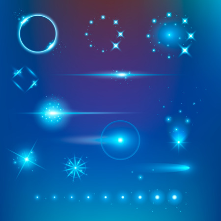 Creative concept Vector set of glow light effect stars bursts with sparkles isolated on black background. For illustration template art design, banner for Christmas celebrate, magic flash energy ray.のイラスト素材