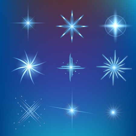 Creative concept Vector set of glow light effect stars bursts with sparkles isolated on black background. For illustration template art design, banner for Christmas celebrate, magic flash energy ray.のイラスト素材
