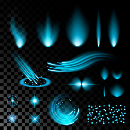 Creative concept Vector set of glow light effect stars bursts with sparkles isolated on black background. For illustration template art design, banner for Christmas celebrate, magic flash energy ray.のイラスト素材