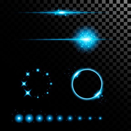 Creative concept Vector set of glow light effect stars bursts with sparkles isolated on black background. For illustration template art design, banner for Christmas celebrate, magic flash energy ray.のイラスト素材