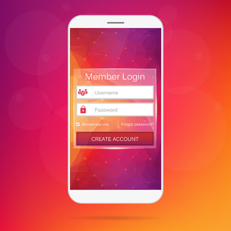 Abstract creative concept vector member login form interface. For web page, site, mobile applications, art illustration, design theme, modern menu, ui, app, contact empty box, banner, profil log inのイラスト素材