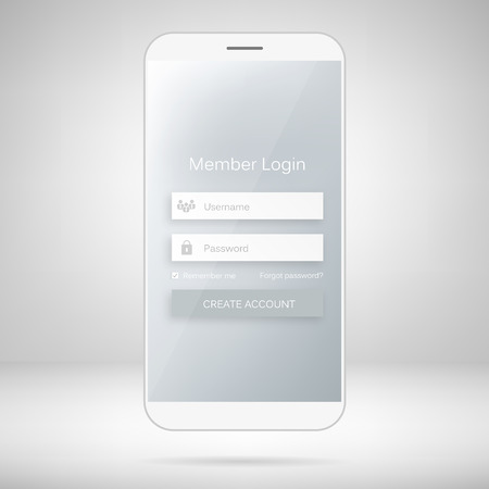 Abstract creative concept vector member login form interface. For web page, site, mobile applications, art illustration, design theme, modern menu, ui, app, contact empty box, banner, profil log inのイラスト素材
