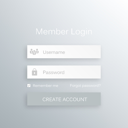 Abstract creative concept vector member login form interface. For web page, site, mobile applications, art illustration, design theme, modern menu, ui, app, contact empty box, banner, profil log inのイラスト素材