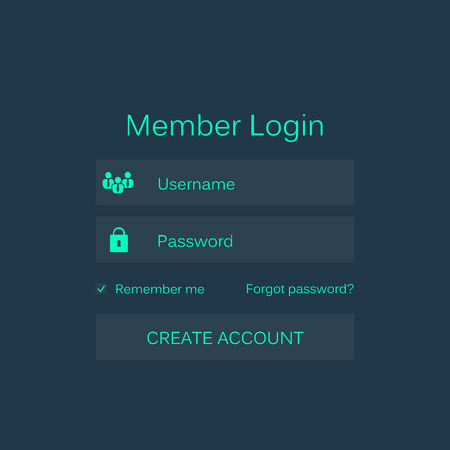 Abstract creative concept vector member login form interface. For web page, site, mobile applications, art illustration, design theme, modern menu, ui, app, contact empty box, banner, profil log inのイラスト素材