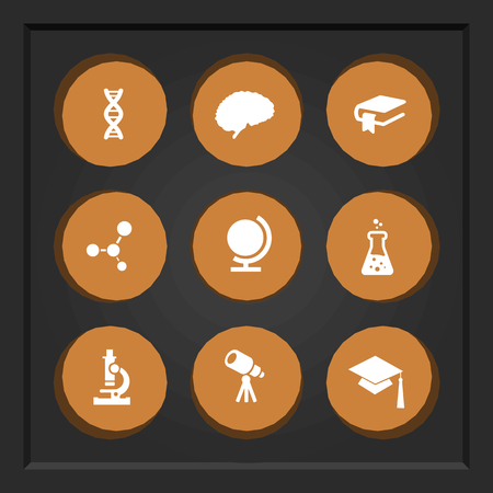 Abstract creative concept vector set of science and education icons for web and mobile app isolated on background, art illustration template design, business infographic and social media, symbol.のイラスト素材