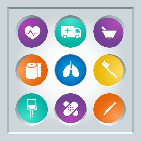 Abstract creative concept vector set of healthcare and medical icons for web and mobile app isolated on background, art illustration template design, business infographic and social media, symbol.のイラスト素材