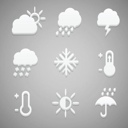 Creative concept vector Flat Icon Set of weather elements for Web and Mobile Applications. Vector illustration creative template design, Business software and social mediaのイラスト素材