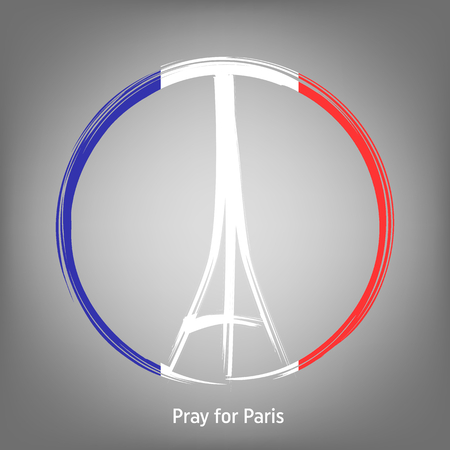 Pray for Paris, 13 November 2015. Abstract creative concept vector image. For art illustration template design, infographic and social media.のイラスト素材