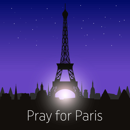Pray for Paris, 13 November 2015. Abstract creative concept vector image. For art illustration template design, infographic and social media.のイラスト素材