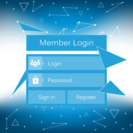 Mobile vector user ui kit form interface. For web page, site bar, art flat icon, device design theme, modern menu app, contact empty box, modern banner, digital gui, media player, widget, mockup set.のイラスト素材