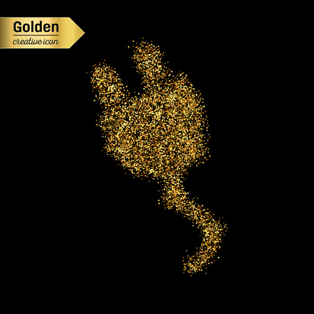 Gold glitter vector icon of power cabel isolated on background. Art creative concept illustration for web, glow light confetti, bright sequins, sparkle tinsel, abstract bling, shimmer dust, foil.のイラスト素材